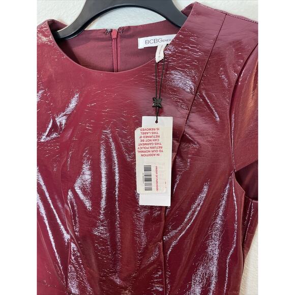 bcbgeneration, red faux patent leather short dress, size 0, nwt - Picture 5 of 7